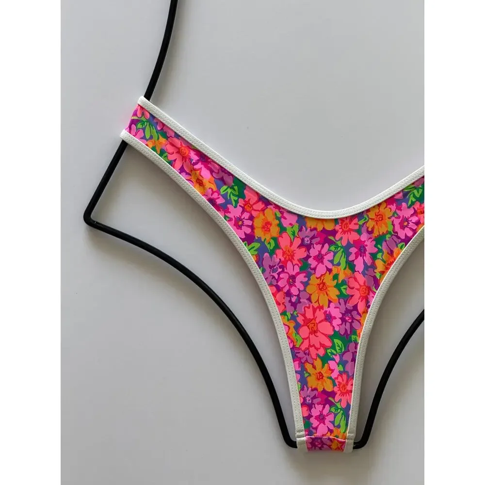 Frankies Bikinis Full Moon Micro Bikini Bottom - Daisy Pond - L